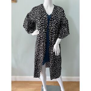 Art Class Black & White Spot Print Longline Kimono Open Front Cardigan Girls XL